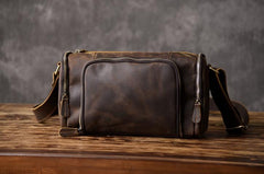 Handmade Leather Mens Cool Shoulder Bag Messenger Bag Chest Bag Bike Bag Cycling Bag for men - imessengerbags