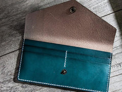 Handmade Leather Long Wallets for men Envelope Bifold Men Long Wallet