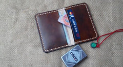 Mens Leather Slim Front Pocket Bifold Small Wallets Card Wallet for Men - imessengerbags