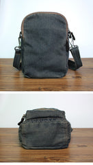Blue Denim Womens Small Vertical Shoulder Bags Denim Side Bag Vintage Messenger Bag For Men