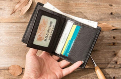 Braided Leather Mens Small Wallets Bifold Slim Front Pocket Wallet for Men - imessengerbags