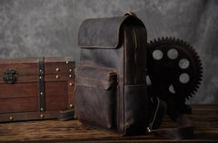 Genuine Leather Mens Cool Backpack Sling Bag Large Travel Bag Hiking Bag for men