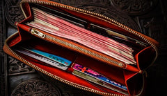 Handmade Leather Tibetan Mens Chain Biker Wallet Cool Leather Wallet Long Clutch Wallets for Men - imessengerbags