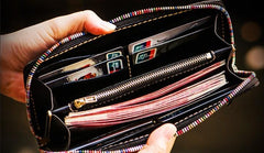 Handmade Leather Men Tooled Acalanatha Cool Leather Wallet Long Phone Clutch Wallets for Men - imessengerbags