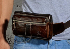 Cool Leather Mens Fanny Pack Waist Bag Hip Pack Belt Bag Bumbag for Men