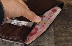 Handmade Genuine Leather Mens Cool Slim Leather Wallet Men Small Wallets Bifold for Men - imessengerbags