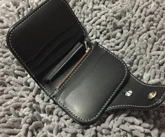 Handmade Leather Biker Wallet Mens Cool Short Chain Wallet Trucker Wallet with Chain