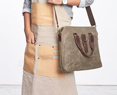 Mens Gray Canvas Briefcase Handbag Work Bag Business Bag for Men - imessengerbags