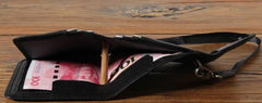 Genuine Leather Mens Cool billfold Leather Wallet Men Small Wallets Trifold for Men - imessengerbags