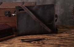 Genuine Leather Mens Cool Messenger Bag Clutch Wristlet Bag Work Bag Business Bag for men