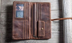 Vintage Leather Long Wallets for men Bifold Men Long Wallet - imessengerbags