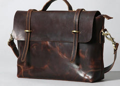 Handmade Leather Mens Cool Messenger Bag Briefcase Work Bag Business Bag Laptop Bag for men - imessengerbags