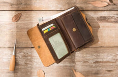 Vintage Slim long Wallets Leather Mens Coffee Wallet Long Wallet for Men - imessengerbags