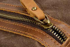Green Waxed Canvas Leather Mens Cool Backpack Canvas Travel Backpack Canvas School Backpack for Men
