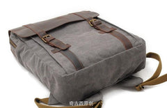 Cool Canvas Leather Mens Laptop Backpack Canvas Travel Backpack Canvas School Backpack for Men