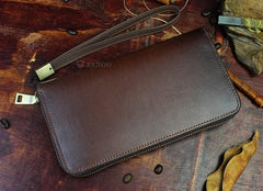 Handmade Leather Mens Tooled Indian Cool Zipper Phone Travel Long Wallet Card Holder Card Slim Clutch Wallets for Men - imessengerbags