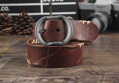 Genuine Leather Punk Rock Biker Trucker Mens Belt Men Black Coffee Belt for Men