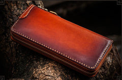 Handmade Leather Tibetan Mens Chain Biker Wallet Cool Leather Wallet Long Clutch Wallets for Men - imessengerbags