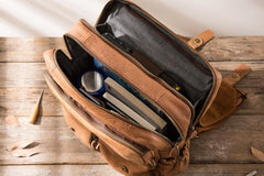 Cool Brown Mens Leather Backpacks Travel Backpacks Laptop Backpack for men - imessengerbags