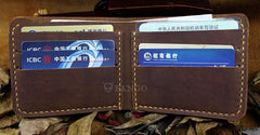 Handmade Leather Mens Cool Slim Leather Wallet Men billfold Wallets Bifold for Men - imessengerbags