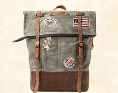 Cool Canvas Leather Gray Travel Bag Mens Backpack Canvas Canvas School Bag for Men - imessengerbags