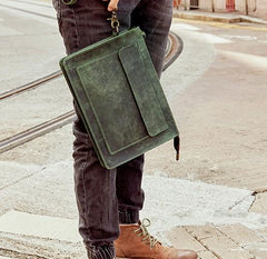 Cool Leather Large Mens Wristlet Bag Vintage Clutch Zipper Bag for Men