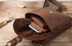 Cool Leather Coffee Belt Pouches Mens Waist Bag Shoulder Bag for Men - imessengerbags