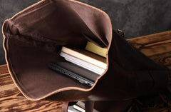 Handmade Leather Mens Cool Backpack Sling Bag Large Black Travel Bag Hiking Bag for men - imessengerbags