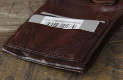 Handmade Genuine Leather Mens Cool Slim Leather Wallet Men Small Wallets Bifold for Men - imessengerbags
