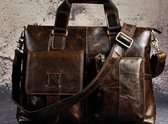 Vintage Leather Laptop Bags Business Bag Work Bag Mens Briefcases for Men