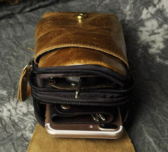Small Mens Leather Belt Pouch Holsters Belt Case Cell Phone Waist Pouch for Men
