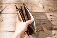 Vintage Cool Mens long Wallet Leather Wallet Long Wallet for Men - imessengerbags