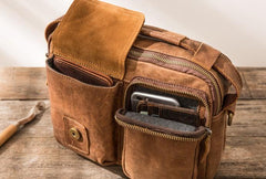 Cool Leather Small Mens Messenger Bags Small Shoulder Bags  for Men