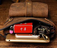 Mens Leather Small COURIER BAG Side Bag Waist Bag Holster Belt Case Belt Pouch for Men - imessengerbags