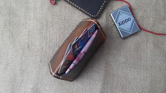 Vintage Leather Mens Slim Front Pocket Bifold Small Wallets Card Wallet for Men - imessengerbags