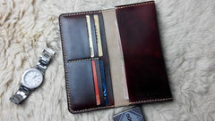 Vintage Leather Mens Bifold Long Wallet Leather Long Wallets for Men