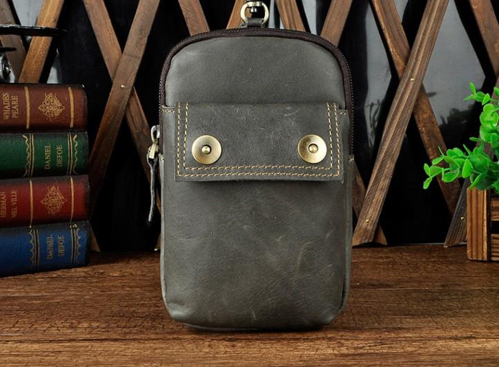 Leather Mens WAIST POUCH with Belt Loop Cell Phone Holster Belt Pouch for Men - imessengerbags