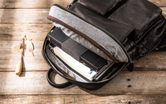 Cool Mens Leather Backpacks Black Travel Backpacks Laptop Backpack for men