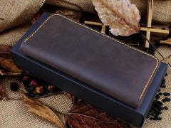 Handmade Leather Mens Cool Travel Long Wallet Card Holder Card Slim Clutch Wallets for Men - imessengerbags