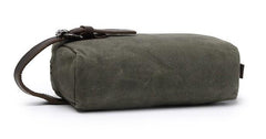 Cool Waxed Canvas Leather Mens Zipper Wristlet Bag Vintage Clutch Zipper Bag for Men - imessengerbags