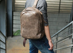 Coffee Leather Mens Backpacks Travel Backpacks Laptop Backpack for men