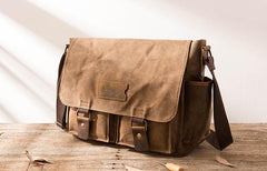 Waxed Canvas Messenger Bags for men Vintage Shoulder Bag for men