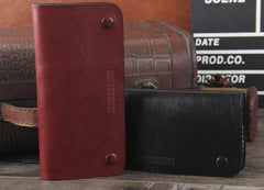 Handmade Genuine Leather Mens Cool Long Leather Wallet Bifold Clutch Wallet for Men - imessengerbags