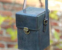 Handmade Gray Leather Mens Small Box Bag Shoulder Bag Messenger Bag for Men - imessengerbags