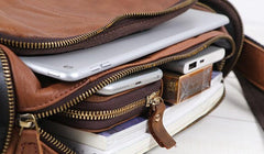 Cool Leather Brown Mens Messenger Bags Vintage Shoulder Bag  for Men