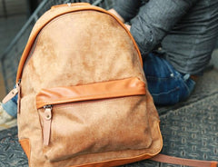 Cool Brown Leather Mens Backpacks Travel Backpacks Laptop Backpack for men