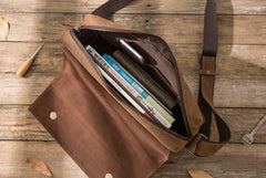 Cool Leather Coffee  Mens Messenger Bags Vintage Shoulder Bags  for Men