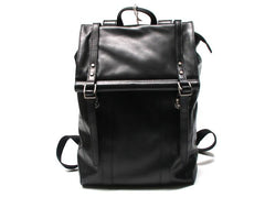 Black Leather Mens Backpack Travel Backpacks Laptop Backpack for men - imessengerbags