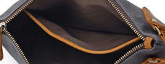 Cool Canvas Leather Mens Wristlet Bag Vintage Clutch Zipper Bag for Men