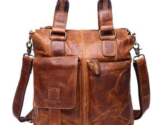 Vintage Coffee Leather Mens Briefcase Laptop Bag Business Bags Work Bag for Men - imessengerbags